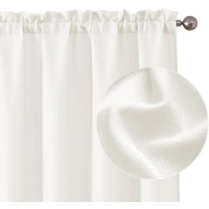 Chyhomenyc Light Filtering Curtains 72 Inch Length 2 Panels Set, Faux Linen Textured Soft Airy Privacy Yellowish Farmhouse Curtain Drapes for Living Room, Each 40Wx72L Inches, Creamprev. Ivory