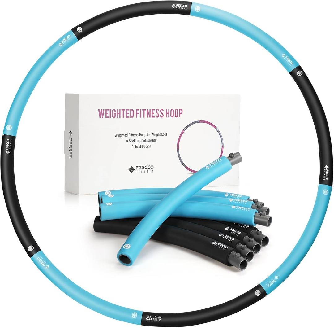 FEECCO Weighted Fitness Hoop, 8 Detachable Sections for Weight Loss
