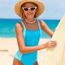 Girl Swimsuit One Piece Bathing Suit for Girls Solid Color Ruched Adjustable Straps Padded Swimwear, Size: 9-10 Years