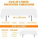 WIGENIUS 6 Pack White Table Cloth Rectangle Tablecloths 60X102 Inch,Polyester Table Cloth for 6 Foot Rectangle Tables,Wrinkle Resistant Washable Fabric Table Covers for Party,Wedding Banquet
