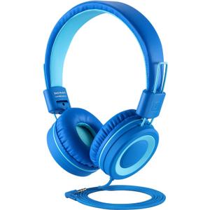 noot products Kids Headphones K11 Foldable Stereo Tangle-Free 5ft Long Cord 3.5mm Jack Plug in Wired On-Ear Headset for iPad/Amazon Kindle,Fire/Boy/Girl/School/Laptop/Tablet(Skyline Blue)