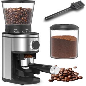Coffee Grinder, Electric Conical Burr Grinder with 30 Grind Settings for 2-12 Cups, Adjustable Burr Mill for Home Use (Brushed Stainless Steel)