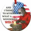 Welder Ornament - Patriotic Welding Gift, Mechanic Christmas Ornaments - American Flag Ornaments Tree Hanging, Xmas Metal Worker Decoration, Welder Gifts for Men & Dad, Fathers