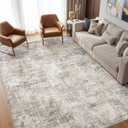 Cotiled Washable 5x7 Area Rug for Living Room - Modern Abstract Carpet with Non-Slip Backing, Low Pile & Soft, Stain Resistant, Kid & Pet Friendly Decor for Bedroom & Dining Room - Brown Grey