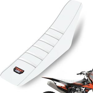 Universal Ribbed Dirt Bike Seat Cover - Gripper Soft Seat Cover for Most Dirt Pit Bike Motorcycle (All White)