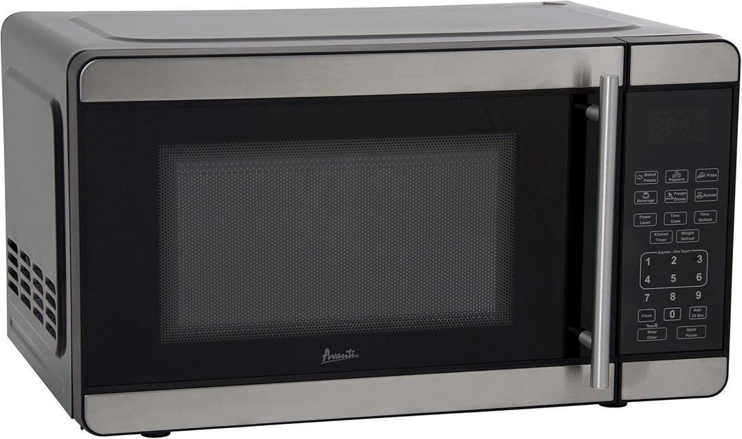 Avanti MT7V3S Microwave Oven 700-Watts Compact with 6 Pre Cooking Settings, Speed Defrost, Electronic Control Panel and Glass Turntable, 0.7-Cu.Ft, Metallic