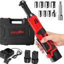 Cordless Electric Ratchet Wrench Set, 40 Ft-lbs, 550 RPM Power Ratchet,16.8V electric ratchet 3/8" drive with Variable Speed, 1/4" Adapter, LED Light, 2 * 2.0Ah Batteries and Fast Charger