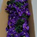 Sggvecsy Artificial Fake Hanging Flowers Plants for Outdoor Outside Spring Summer Decoration 2PCS Faux Silk UV Resistant Realistic Morning Glory Trailing Vines for Home Porch Patio Balcony(Purple)