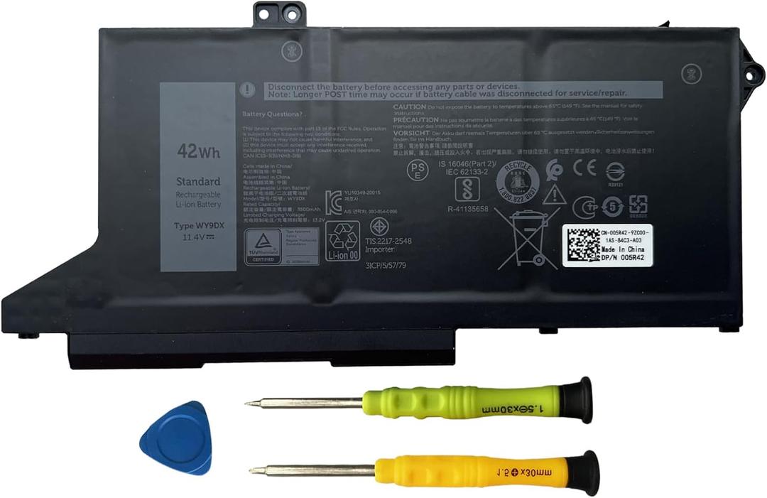 42Wh WY9DX Laptop Battery Replacement for Dell Latitude 14 5420 Latitude 15 5520 Precision 15 3560 Series RJ40G 01K2CF 075X16 0WK3F1 0M3KCN 005R42 11.4V 3500mAh