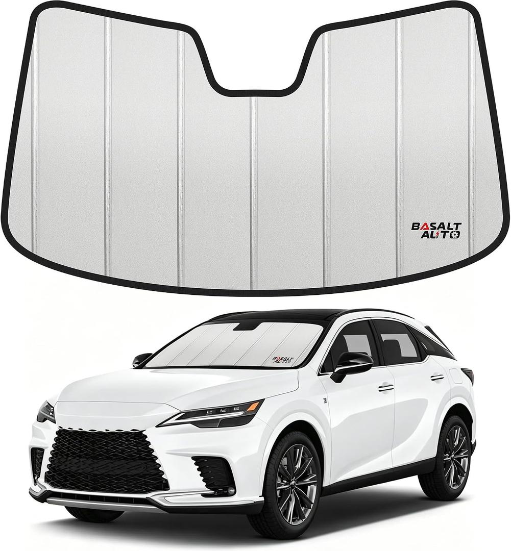 2023-2026 RX Windshield Sun Shade Compatible for 2023-2026 Lexus RX350 / RX350h / RX450h+ / RX500h Front Upgraded 6 Layers Accordion-Folding Sun Visor with Storage Bag Keep Interior Cool