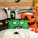 Breling 6 Set Halloween Pillow Covers, Black Cats Ghosts Pumpkin Soft Plush Faux Fur Wool Couch Throw Cushion Cover for Halloween Sofa Chair Bed Home Decorative (16 x 16 Inches)