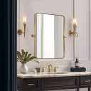MOON MIRROR Brushed Gold Pivot Mirror,Brass Tilt Rectangle Pivot for Bathroom, Overall 28.33 x 32 in (Mirror 24x 32 in)