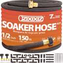 150FT 1/2-Inch Soaker Hose, Flexible with Solid Brass Connector, Leak-Resistant Watering System for Gardens & Vegetable Beds
