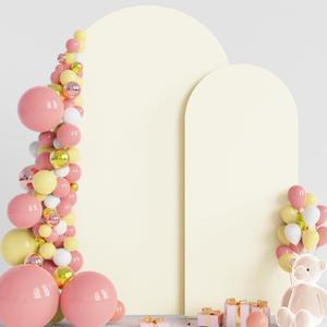 Wokceer Wedding Arch Stand 7.2FT, 6FT Spandex Fitted Arch Covers 2 Set Round Top Chiara Arch Backdrop Stands for Birthday Party Ceremony Banquet Decoration Ivory