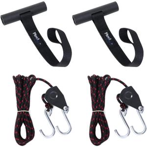 Mind and Action Kayak Tie Down Straps,Quick Hood Loops Trunk Anchor,Canoe Transport Accessories Secure Vehicle Lashing Point (2 Straps+2 Pulley Hooks)