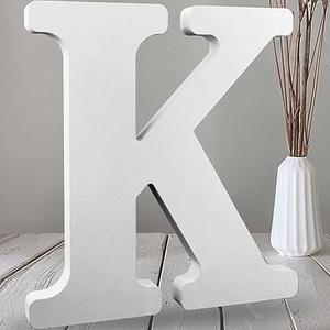 12 inch White Wood Letters Unfinished Wood Letters for Wall Decor Decorative Standing Letters White Block Letters for wall Decoration for Craft Home Party Projects (K)