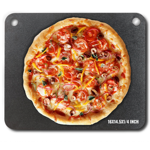 VEVOR Pizza Steel, 16" x 14.5" x 1/4" Pizza Steel Plate for Oven, Pre-Seasoned Carbon Steel Pizza Baking Stone with 20X Higher Conductivity, Heavy Duty Pizza Pan for Outdoor Grill, Indoor Oven
