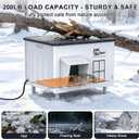 Indestructible Heated Cat House for Outside, 100% Waterproof & Weatherproof Outdoor Heated Cat House with Escape Door for Winter, Insulated Feral Cat Warming Shelter for Barn Patio, 22x17x17.5 in