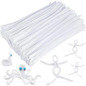 Caydo 400 Pieces White Pipe Cleaners Chenille Stems for DIY Art Craft Party Easter Decorations, 6mm x 12inch
