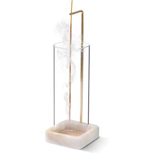 Incense Holder, Unique Marble Incense Stick Holder, 100% Anti-Ash Flying, Brass Incense Holder for Sticks, Incense Burner Holder for Meditation Yoga (White)