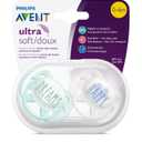 Philips AVENT Ultra Soft Pacifier 0-6 Months, Dreams and Happy Designs, 4 Pack, White/Green, SCF222/43