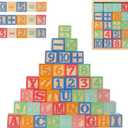 Joqutoys ABC Wooden Building Blocks for Toddlers 3 Large, 40 PCS Alphabet & Number Stacking Blocks with Storage Tray, Montessori Educational Learning Toys for Boys Girls Kids Gifts 1.65"