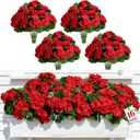 Alupssuc 16Pcs Artificial Geranium Flowers for Outdoors Decoration Silk Floral, UV Resistant Fake Plants, Faux Flower for Porch Garden Table Centerpieces Home Indoor Outside Spring Decor(16, Red)