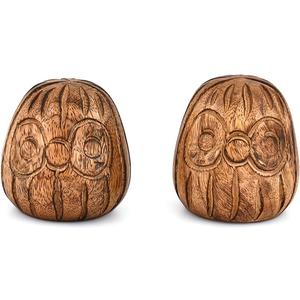 2 x Statues Mango Wood Statue Sculpture, Bookshelf Decor Accents, Set of 2 Use Ideal for Use in Living, Dining Room, Coffee Table Centerpiece (2.75'' X 2.75'' 2.75'')
