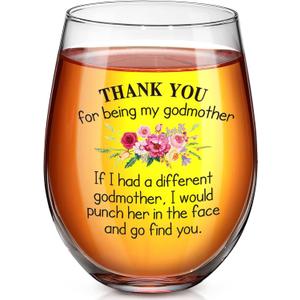 Patelai Thank You for Being My Godmother Glass Christmas Mother's Day Birthday Gift 17 oz Godmother Announcement Glass from Godchild for Dear Mommy