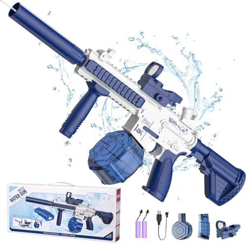 Electric Water Gun,Squirt Gun Toy,Automatic Water Gun Long Range Blaster Up to 32 FT,Outdoor Pool Party Shooting Game Toy with 2 Water Tanks & 2 Kits Batteries,Ideal Summer Gift for Kids & Adults.