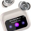 Beige Sleep Earbuds Bluetooth 5.4, 48H Smart Touch Screen in Ear Ear Buds, 2025 Mini Sleep Headphones Small Design for Side Sleepers, 5 EQ Modes, Clear Calls, IPX7 Waterproof in Ear Earphones (Bee White)