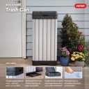 Keter Rockford Resin 38 Gallon Outdoor Kitchen Trash Can with Lid and Drip Tray for Easy Cleaning-Perfect for Patio Dining, Grey