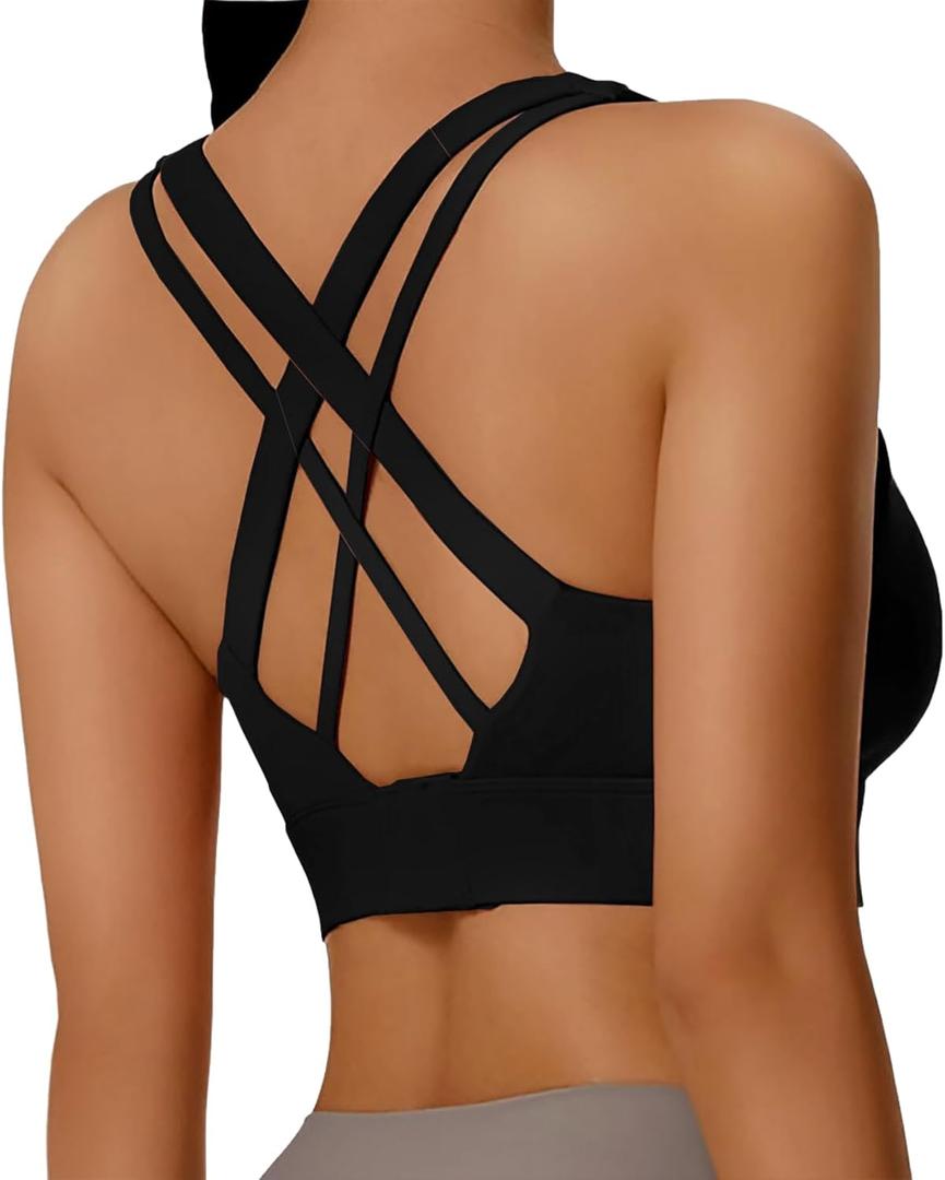 High Impact Sports Bra for Women - Padded Seamless Support Bra for Yoga Gym Workout Fitness -High Support Running Bra (3X-Large, Coolblack)