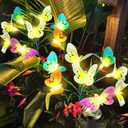 Anordsem Solar Garden Lights Outdoor: 8 Removable Fiber Optic Fabric Butterflies 2 Pack - Waterproof Fun Animal Decoration for Yard Patio - Gardening Gifts for Garden Lovers (Butterfly)