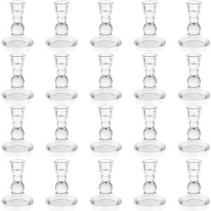 Romadedi Glass Candle Holder for Candlestick - 20 pcs Clear Tapered Candle Holders Bulk for Standard Candle Sticks for Wedding Centrepieces Christmas Table Dcor