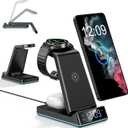 Wireless Charger for Samsung,7 in 1 Wireless Charging Station Foldable Fast Charger Stand with Night Light/Alarm Clock for Samsung Galaxy S26/S25/S24/S23/S22/S21/Galaxy Watch Ultra/8/7/6 Galaxy Buds