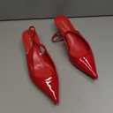 JENN ARDOR Sling back Heels for Women Low Heels Dress Shoes Kitten Pumps Dressy Heeled Sandals Wide Width Fashion Casual Shoes (8, Passion Red)