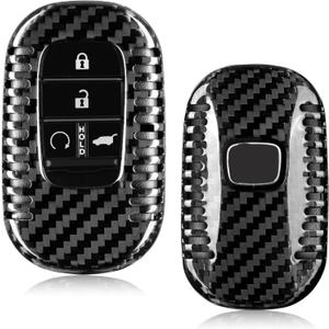 T-carbon Key Fob Cover Compatible with Honda,Real Carbon Fiber Key Fob Case fits for Honda Civic Type R Accessories,fits for Accord Civic HR-V CR-V Pilot Sport SI EX EX-L Accessories,Black