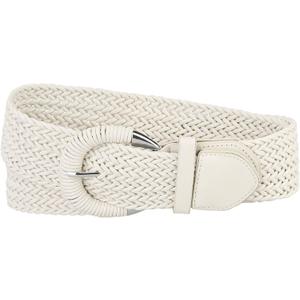 Allegra K Woven Plus Size Waist Belts Wide Braide  Belts for Women Dress Metal Buckle, 65-88cm/25.59-34.65", Cream)
