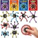 Valentines Day Cards for Kids School, 24 Pack Valentines Cards with Spinner Fidget Toys, Deformable DIY Robot Finger Toy Gifts for Kids Classroom Exchange, Valentines Party Favors Prizes for Kid