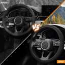 KAFEEK Elastic Stretch Steering Wheel Cover, Warm in Winter and Cool in Summer, Universal 15 inch, Microfiber Breathable Ice Silk, Anti-Slip, Odorless, Easy Carry, Black
