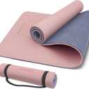Yoga Mat Non Slip Anti-tear,extra thick-2/5 inch10MMHigh Resiliency Professional POE Yoga Mats for Women Men Kids,72"x24"inch,Workout, Yoga, Pilates and Floor Exercise, with Carrier Strap (Deep Pink+Grey.)