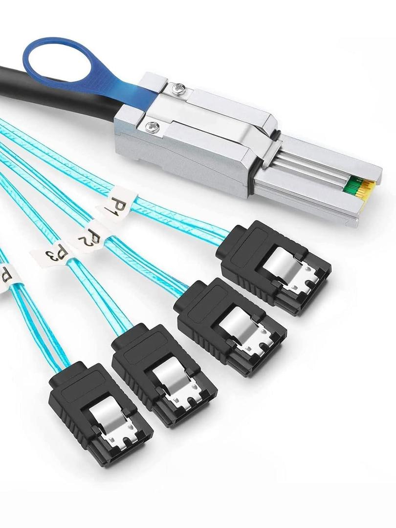 CableCreation Mini SAS 26Pin (SFF-8088) Male to 4 SATA 7Pin Female Cable, Mini SAS Host/Controller to 4 SATA Target/Backplane, 1M / 3.3FT