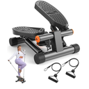 Niceday Steppers for Exercise, Mini Stair Stepper with Resistance Bands at Home Workout Equipment with 300LBS Loading Capacity, Hydraulic Fitness Stepper with LCD Monitor