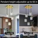 Modern Gold Pendant Lights Kitchen Island Ceiling Chandelier Indoor Crystal Hanging Light Fixtures for Dining Room Kitchen Living Room Bedroom5Light