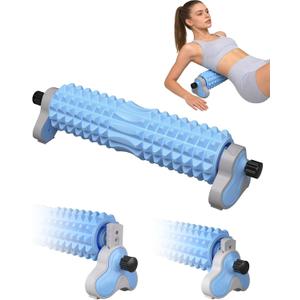 Foam Roller for Back, 3-Level Height Adjustment Deep Tissue Massage Tool | Spinal center groove, dual-zone textured nodes, hands-free bodyweight control, stable wide base, compact home storage design