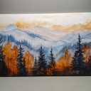 crmotu Landscape Wall Art, Mountain Wall Decor, Oversized Wall Art, Autumn Forest Scenic Watercolor Painting, Modern Pictures Wall Decor Living Room Bedroom Dining Room office Art Prints 30"X60"