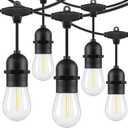 Lakumu 48FT LED Outdoor String Lights for Patio with Waterproof Shatterproof E12 S14 Edison Bulbs 5000K Daylight White Dimmable Linkable Hanging Light Strings for Deck Pergola Bistro Cafe Balcony Bar