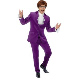 fun shack 60s Swinger Costume Men, Mens 1960s Spy Costume, 60s Outfits For Man, Halloween Costumes For Men (X-Large, Purple)