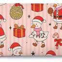 Coquette Pink Christmas Santa Goose Body Pillow Cover 20x54, Cute Christmas Decor, Retro Girly Xmas Bow Candy Cane Bauble Gift Box Long Body Hug Pillow Pillowcase for Bed Couch Kids Adults